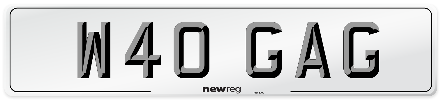 W40 GAG Number Plate from New Reg